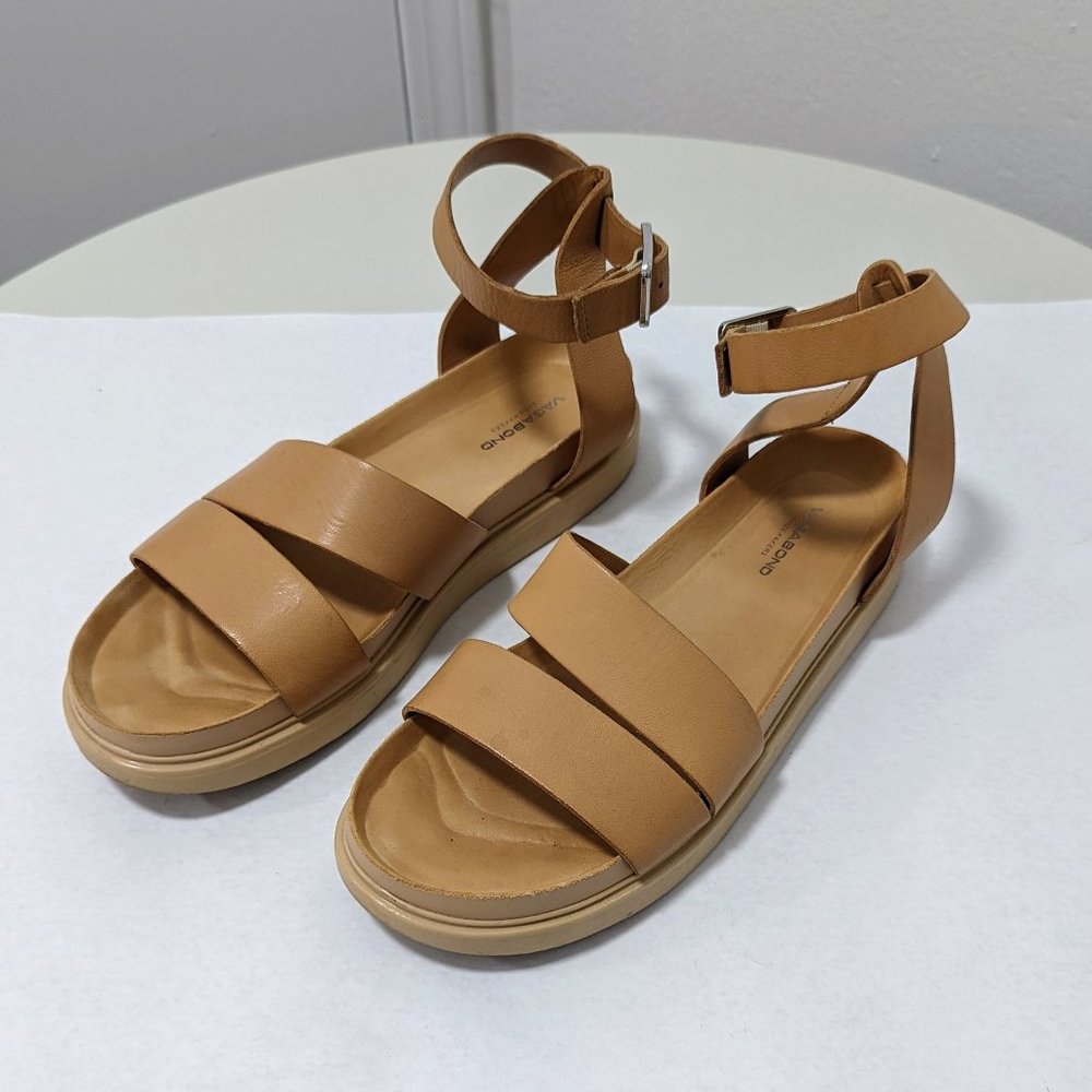 Vagabond Erin Leather Ankle Strap Sandals | Beige | 10